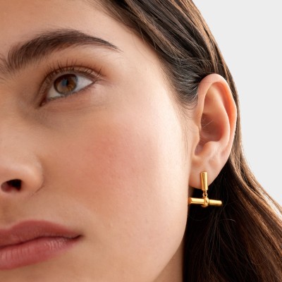 Themis Waterproof Gold T-Bar Earrings